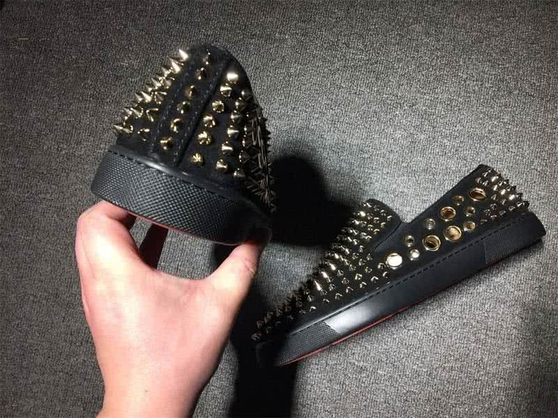 Christian Louboutin Low Top Black Upper And Full Golden Rivets 9