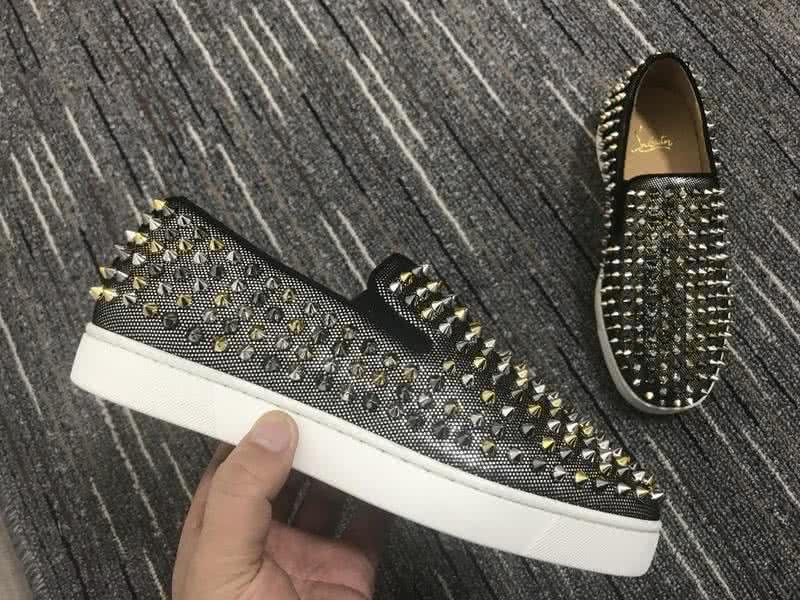 Christian Louboutin Low Top Fabric Upper And Black Rivets 9