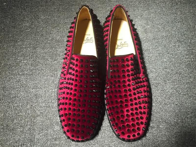 Christian Louboutin Low Top Wine Suede Upper And Full Black Rivets 3