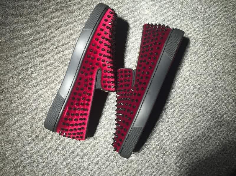 Christian Louboutin Low Top Wine Suede Upper And Full Black Rivets 8