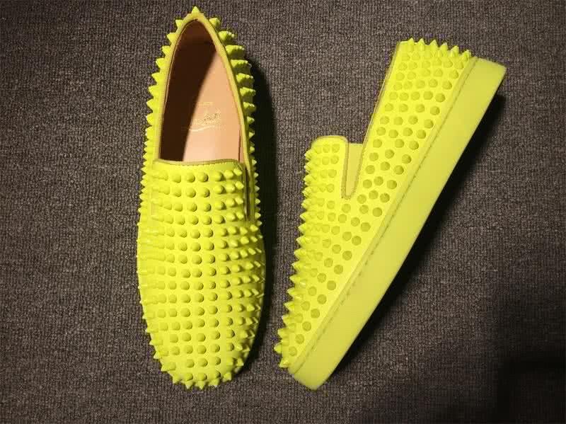 Christian Louboutin Low Top All Yellow Green And Full Rivets 3
