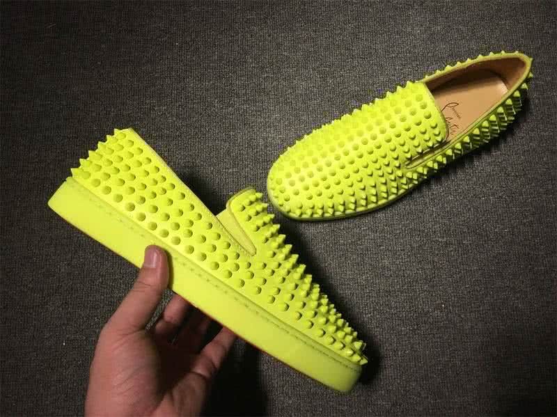 Christian Louboutin Low Top All Yellow Green And Full Rivets 9