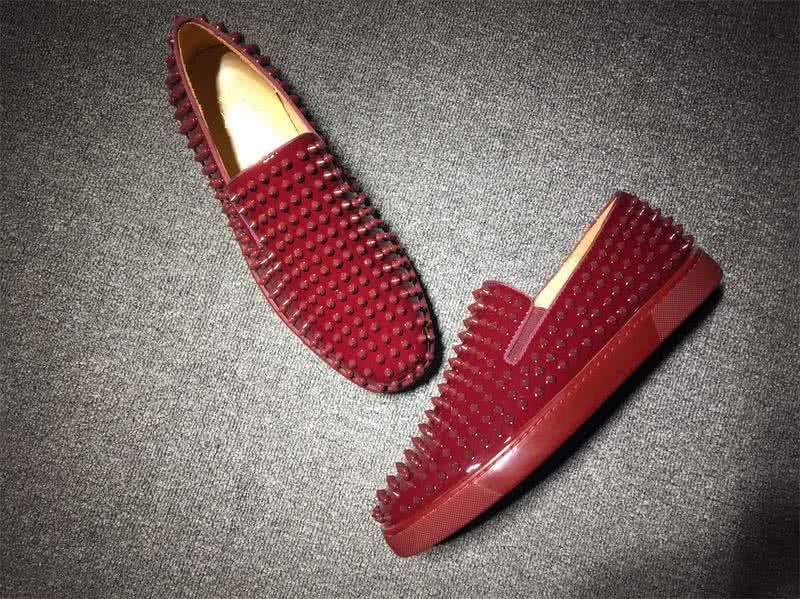 Christian Louboutin Low Top Dark Red Upper And Full Red Rivets 4