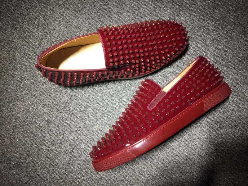 Christian Louboutin Low Top Dark Red Upper And Full Red Rivets 5