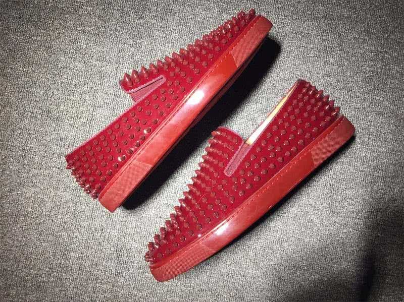 Christian Louboutin Low Top Dark Red Upper And Full Red Rivets 6