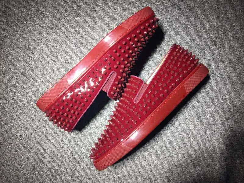 Christian Louboutin Low Top Dark Red Upper And Full Red Rivets 7