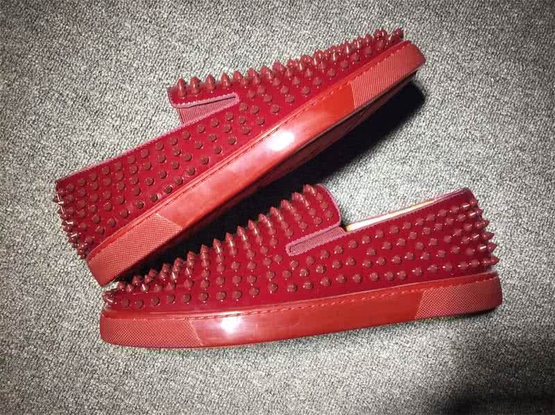 Christian Louboutin Low Top Dark Red Upper And Full Red Rivets 9