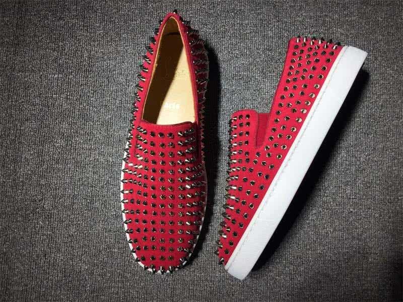 Christian Louboutin Low Top All Full Black Rivets Red Suede Upper 2