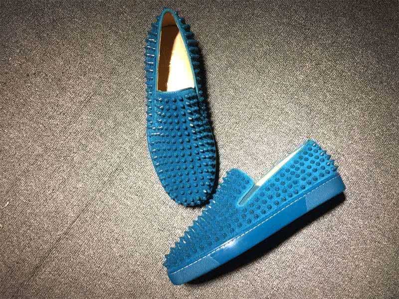 Christian Louboutin Low Top Full Rivets Blue Suede 4