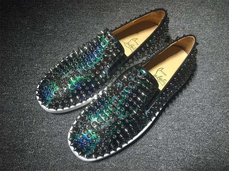 Christian Louboutin Low Top Full Black Rivets And Colorful Upper 1