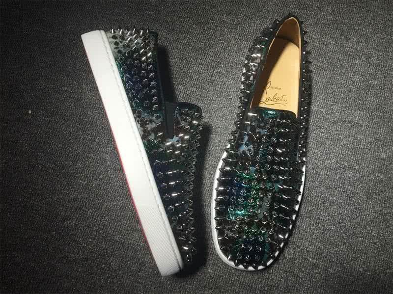Christian Louboutin Low Top Full Black Rivets And Colorful Upper 5