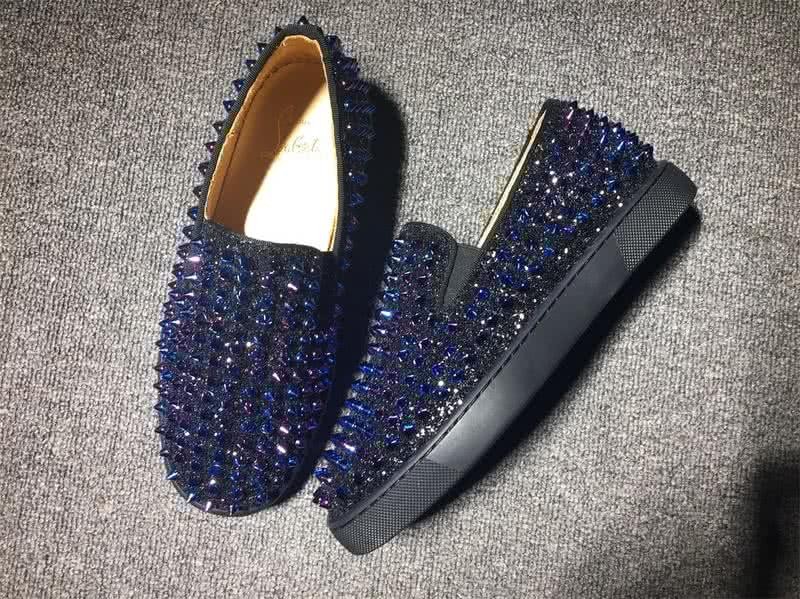 Christian Louboutin Low Top Black Upper All Blue Rivets 2