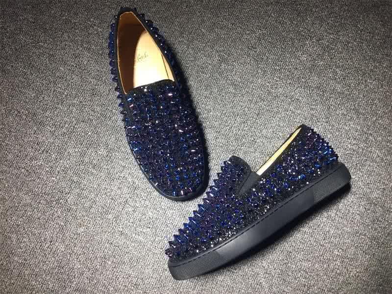 Christian Louboutin Low Top Black Upper All Blue Rivets 4
