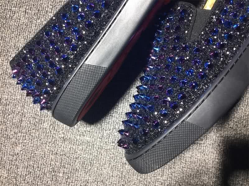 Christian Louboutin Low Top Black Upper All Blue Rivets 5