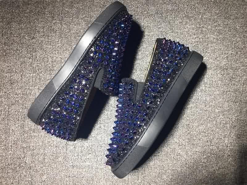 Christian Louboutin Low Top Black Upper All Blue Rivets 7