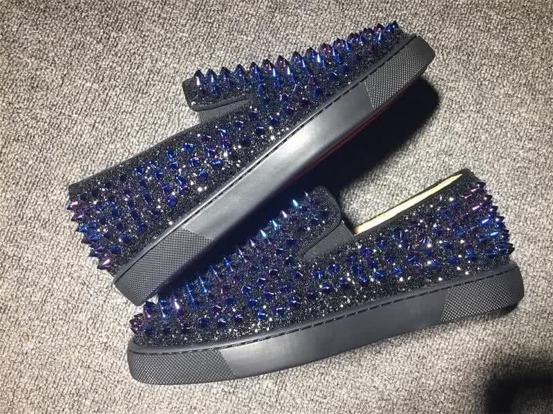 Christian Louboutin Low Top Black Upper All Blue Rivets 8