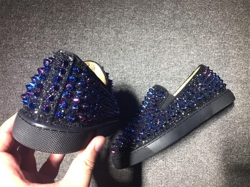 Christian Louboutin Low Top Black Upper All Blue Rivets 9