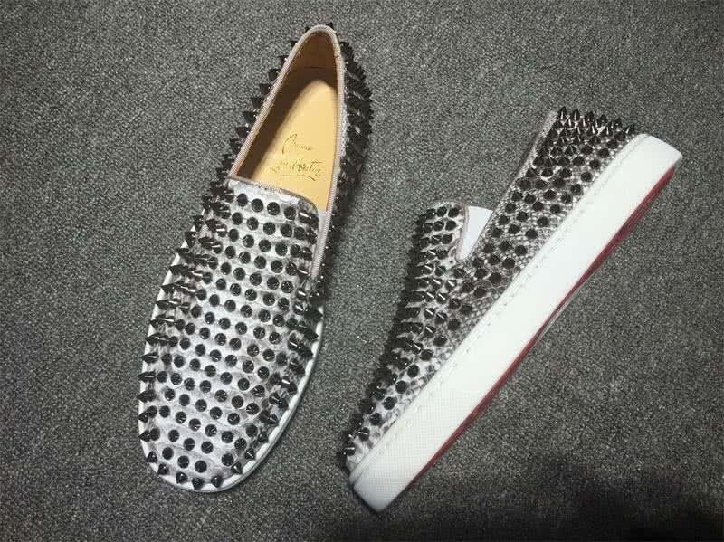 Christian Louboutin Low Top All Black Rivets White Upper 2