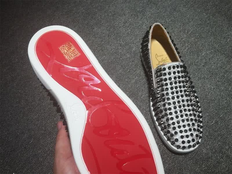 Christian Louboutin Low Top All Black Rivets White Upper 6