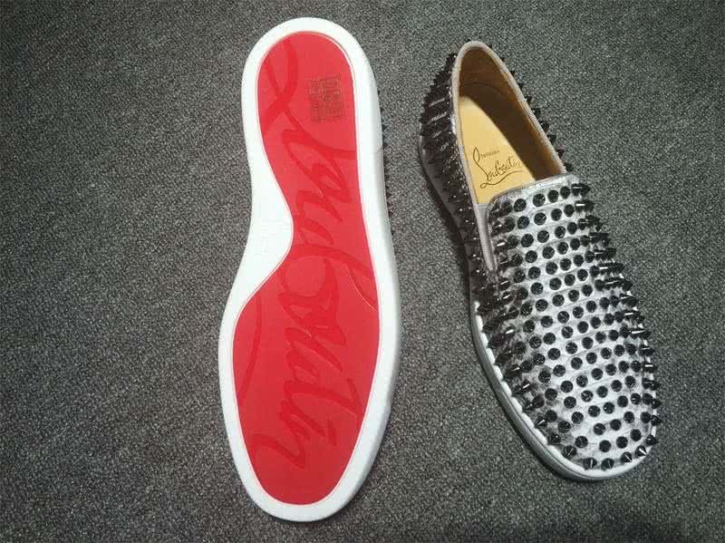 Christian Louboutin Low Top All Black Rivets White Upper 9