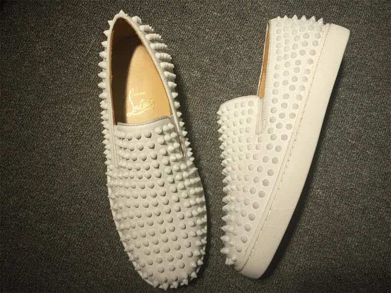 Christian Louboutin Low Top All White Leather And Rivets 3