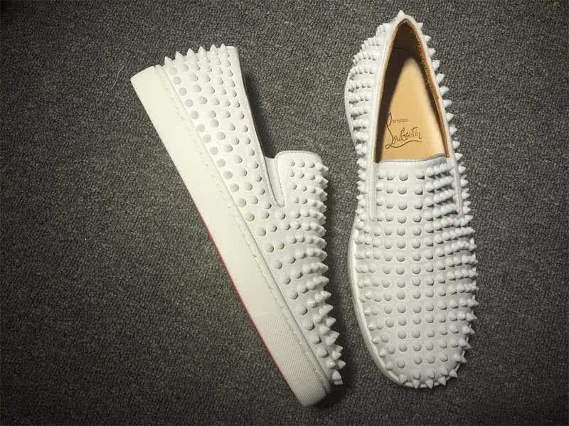 Christian Louboutin Low Top All White Leather And Rivets 5