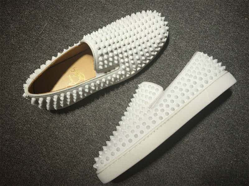 Christian Louboutin Low Top All White Leather And Rivets 6