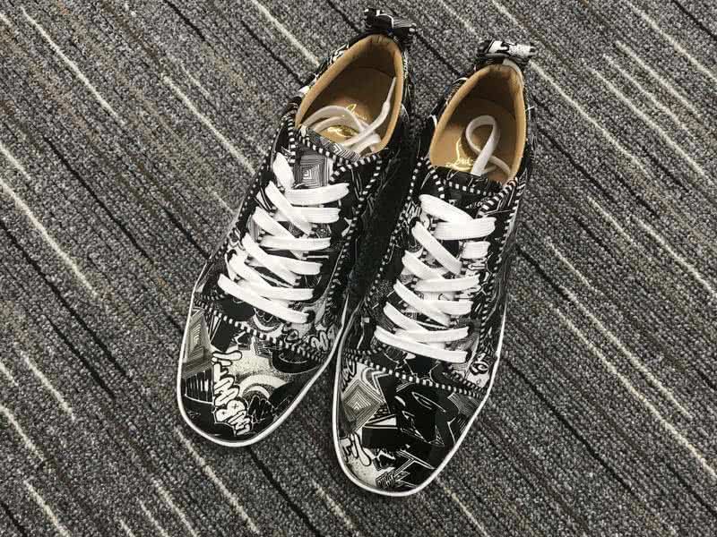 Christian Louboutin Low Top Lace-up Black And White Painting 1