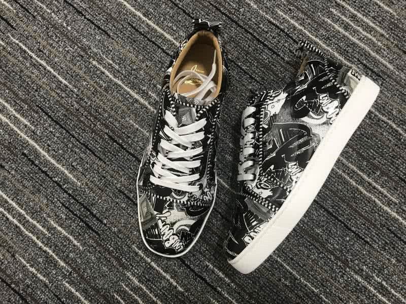 Christian Louboutin Low Top Lace-up Black And White Painting 3