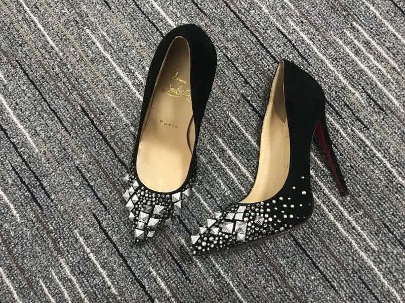 Christian Louboutin High Heels Black Suede And Decorations On The Toe Cap 2