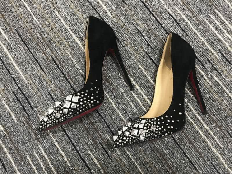 Christian Louboutin High Heels Black Suede And Decorations On The Toe Cap 3