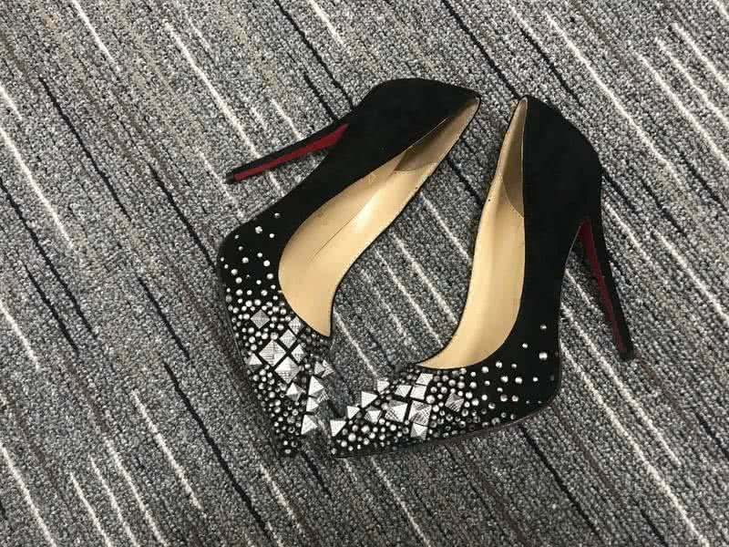 Christian Louboutin High Heels Black Suede And Decorations On The Toe Cap 4