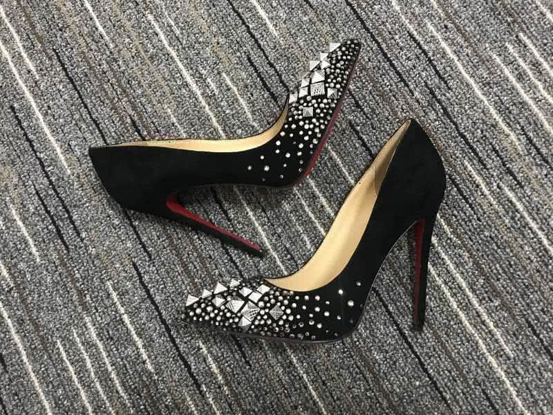 Christian Louboutin High Heels Black Suede And Decorations On The Toe Cap 5