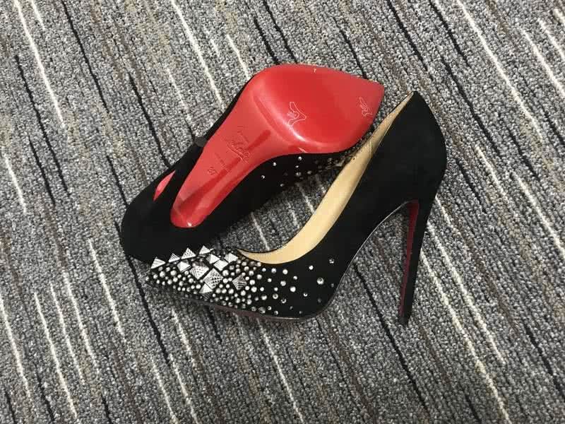 Christian Louboutin High Heels Black Suede And Decorations On The Toe Cap 6