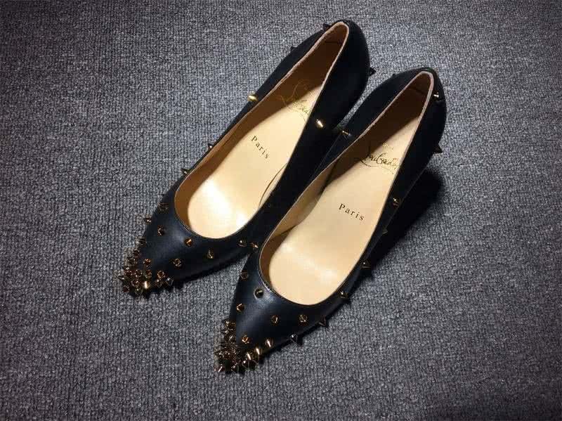 Christian Louboutin High Heels Black Leather And Golden Rivets 1
