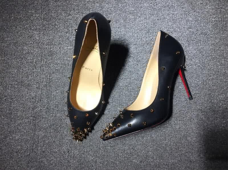 Christian Louboutin High Heels Black Leather And Golden Rivets 3