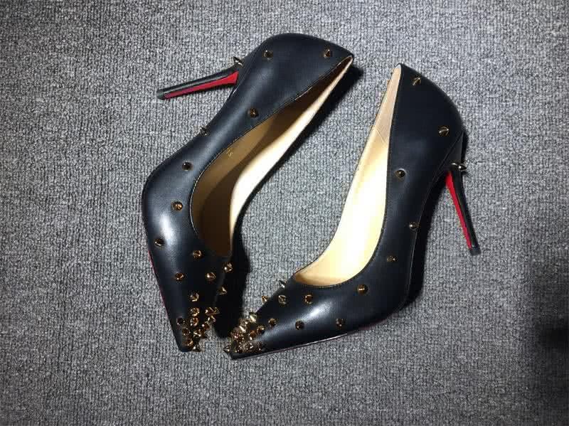 Christian Louboutin High Heels Black Leather And Golden Rivets 4