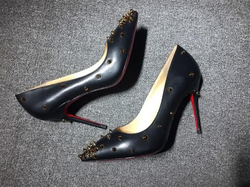 Christian Louboutin High Heels Black Leather And Golden Rivets 5