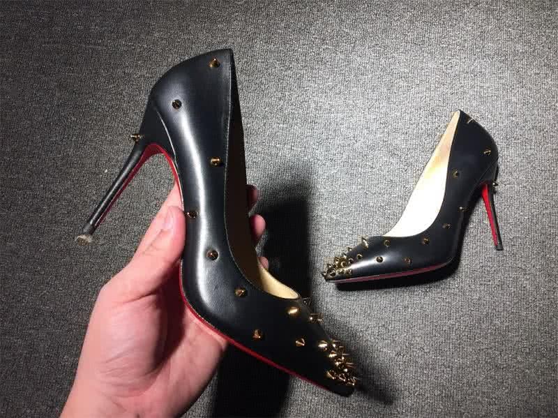 Christian Louboutin High Heels Black Leather And Golden Rivets 6