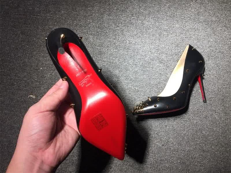 Christian Louboutin High Heels Black Leather And Golden Rivets 7