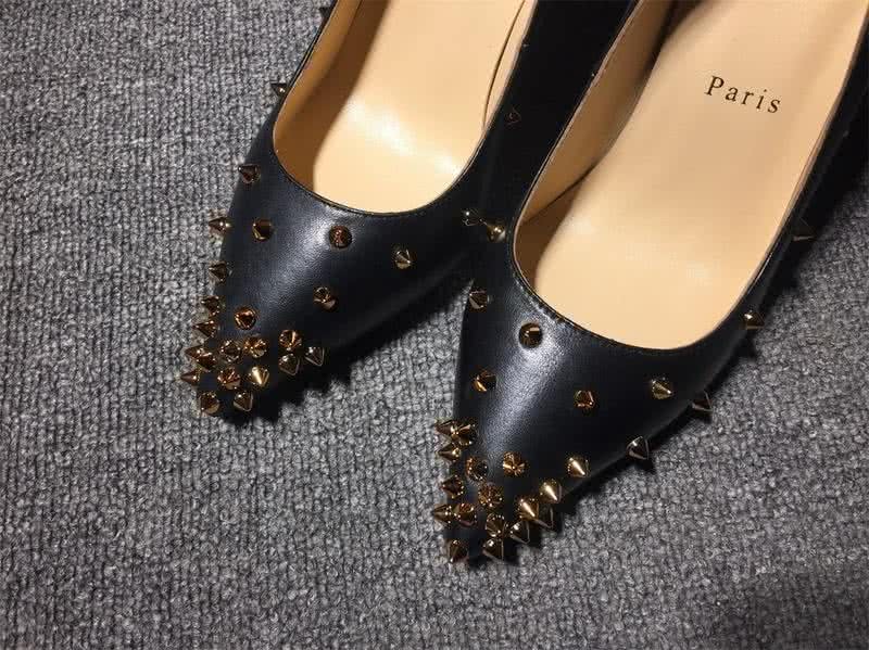 Christian Louboutin High Heels Black Leather And Golden Rivets 8