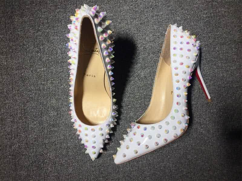 Christian Louboutin High Heels White And Colored Rivets 3