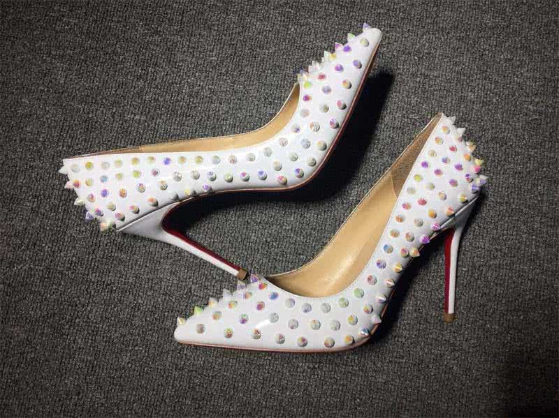 Christian Louboutin High Heels White And Colored Rivets 4