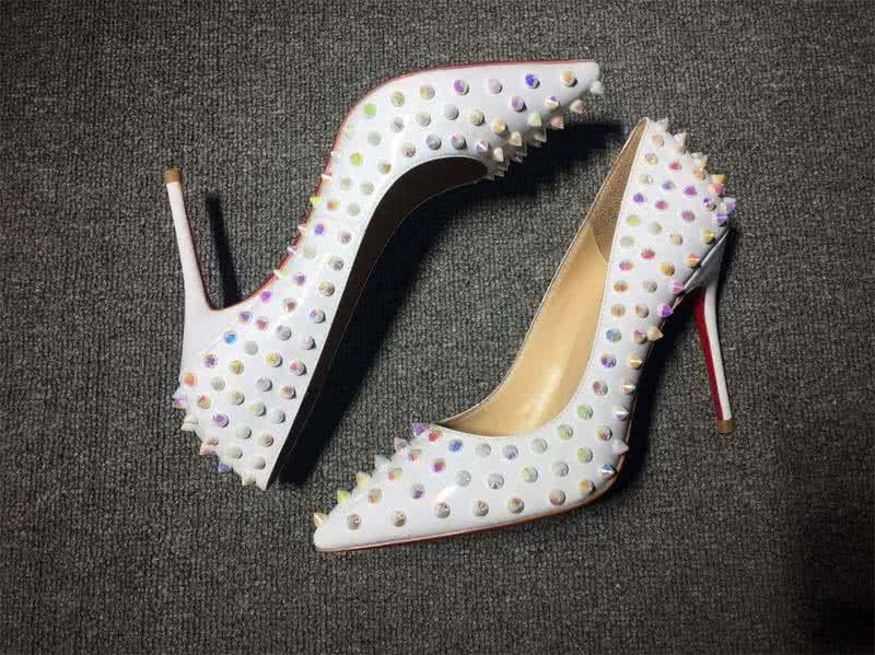 Christian Louboutin High Heels White And Colored Rivets 5