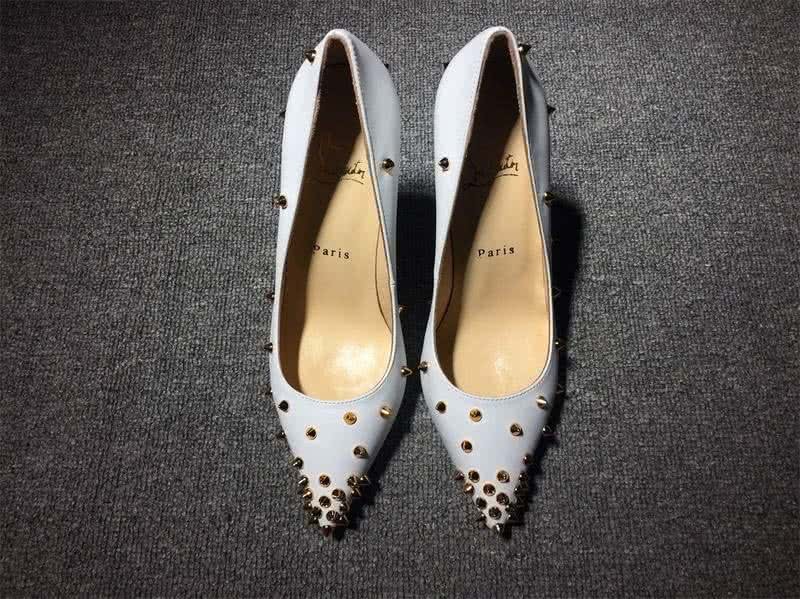Christian Louboutin High Heels White And Golden Rivets 3