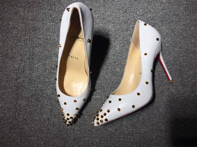 Christian Louboutin High Heels White And Golden Rivets 2