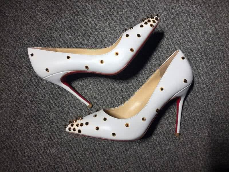 Christian Louboutin High Heels White And Golden Rivets 4