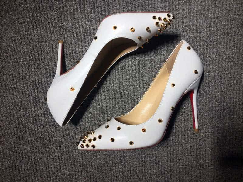 Christian Louboutin High Heels White And Golden Rivets 5
