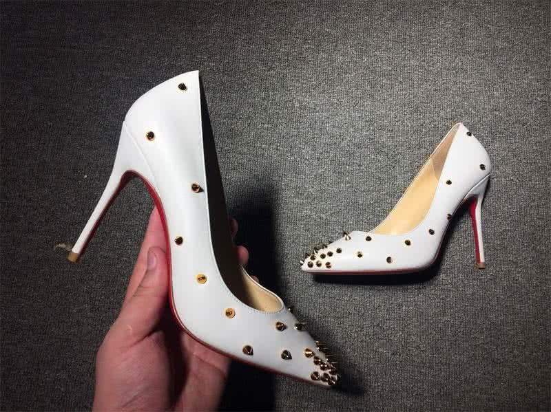 Christian Louboutin High Heels White And Golden Rivets 6