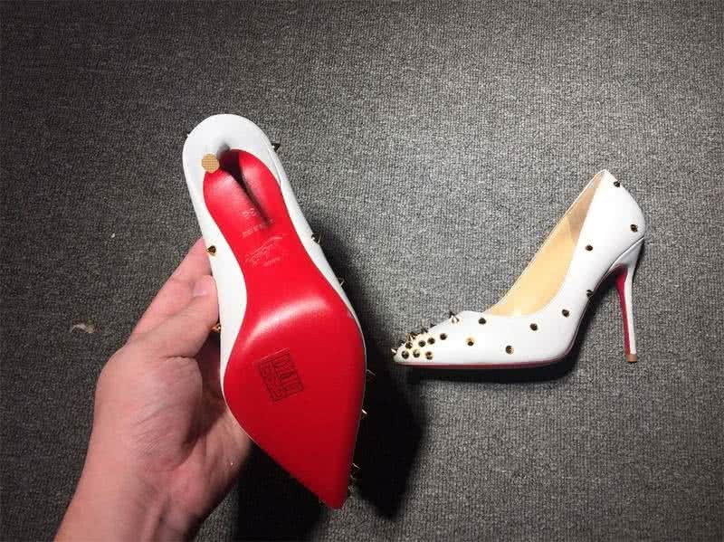 Christian Louboutin High Heels White And Golden Rivets 8